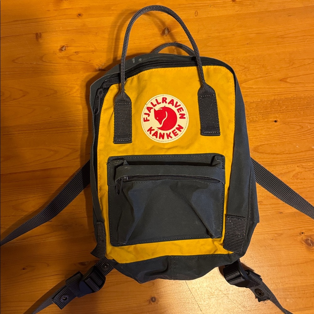 Fjallraven Kånken Mini Grey and Yellow Backpack
